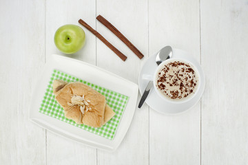 almond croissant and coffee