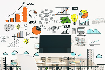 Business concept glass desktop