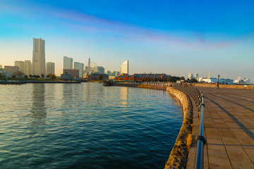Fototapeta na wymiar Minato Mirai District at Yokohama Port Area in Japan