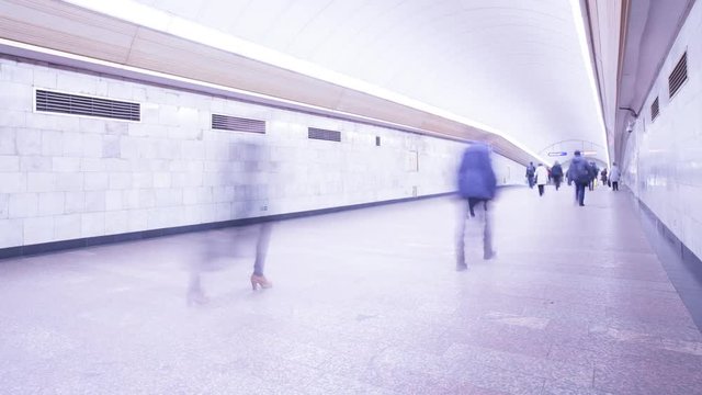 Crowd Of People In The Russian Subway