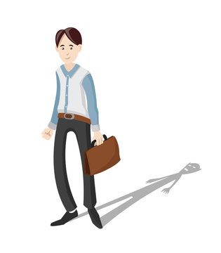 Cartoon character devil inside businessman flat design 