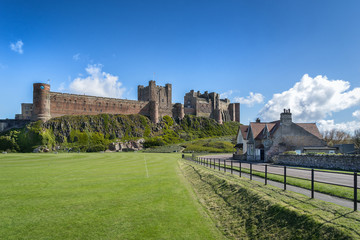 Bamburgh castle on the Northumberland coast in England