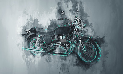 Fototapeta premium Painted motorcycle bike in gray