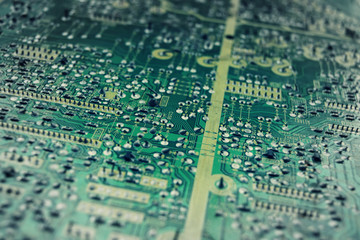 Circuit board electrons and Technology Electricity Close-up on computer