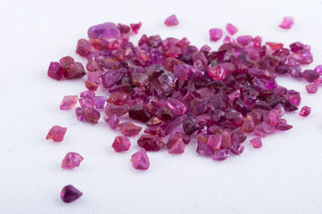 pink sapphire crystal on white background