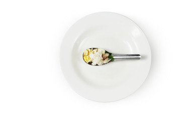 full food on spoon and dish