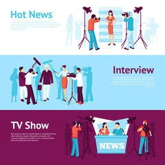  Journalist News Pressman Banner Set