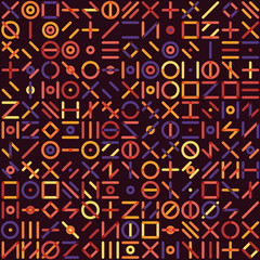 Vector Seamless Multicolor Geometric Line Random Shapes Grid Pattern