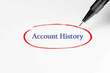 Account History on white paper - Business Concept
