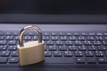 security lock on computer - computer security concept - selective focus