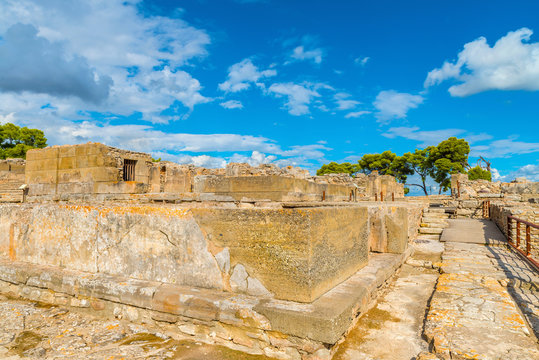 West part of the ancient Minoan Palace of Phaistos( Festos ).Located at plateau Messara .District of Heraklion.Crete island.Greece.Europe.