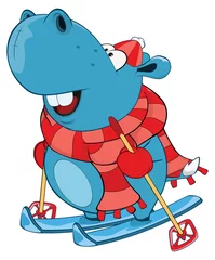 Gordijnen Illustration of a Cute Hippo. Cartoon Character © liusa