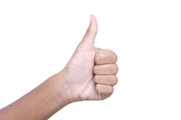 hand showing thumbs up isolated on white background