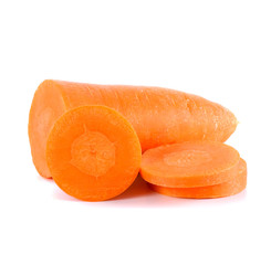 carrots slices on white background