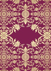 wedding card design, paisley floral pattern , India
