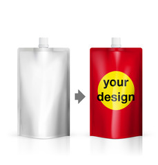 Two food or drink pouch bags on white background