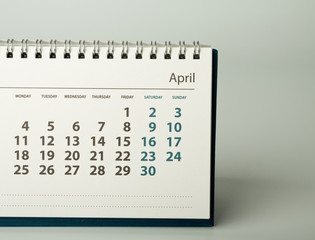 2016 year calendar. April