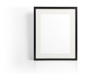 Black picture frame on white background - obrazy, fototapety, plakaty