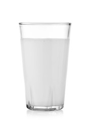 fresh milk in the glass on white background