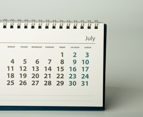 2016 year calendar. July