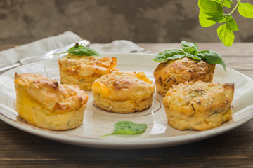 Potato muffins with chicken,cheese and Basil