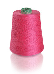 Pink spool isolated on white with a clipping path.