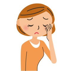 目が疲れている女性