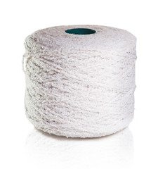 Spool of white thread. Isolated on white with a clipping path.