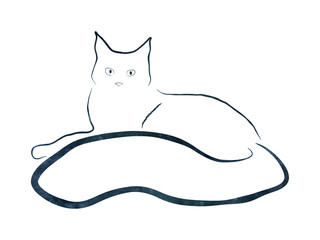 laying cat illustration