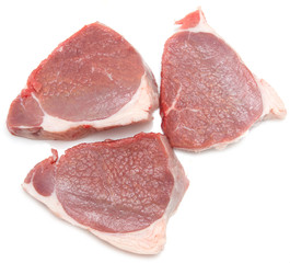 fresh beef pulp on a white background