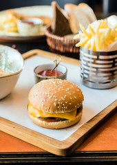 burger with french fries