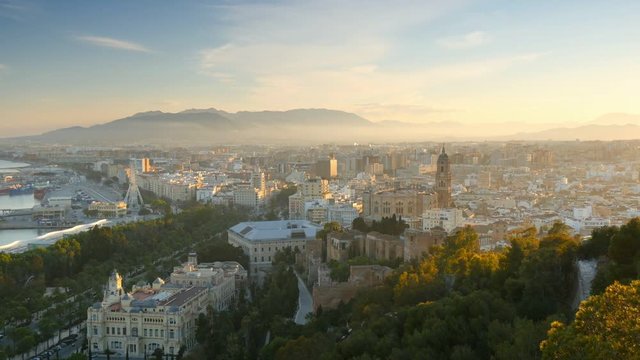Malaga in sunset lights. Spain