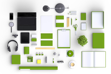 Set of variety blank office objects