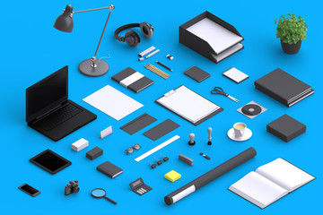 Set of variety blank office objects