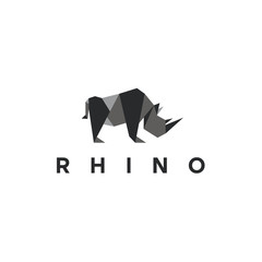 Polygons rhino low poly animal logo illustration, modern style © DesignerVectoros