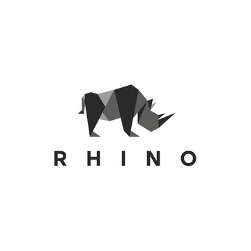 Polygons rhino low poly animal logo illustration, modern style