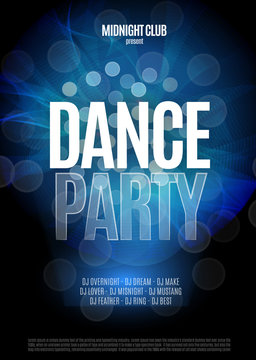 Dance Party Night Poster Background Template. Vector Illustration