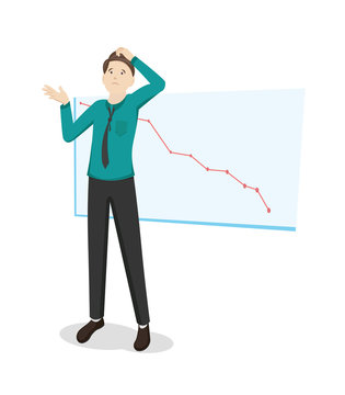 Sad businessman cartoon character vector flat design