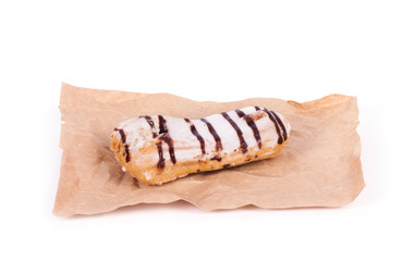 Eclairs glazed. Chocolate eclairs