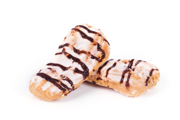 Eclairs glazed. Chocolate eclairs