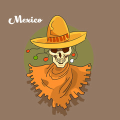 Skeleton Wear Mexican Sombrero Mexico Traditional National Holiday