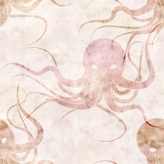 seamless repeatable sea monster Kraken pattern