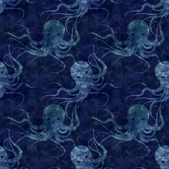 seamless repeatable sea monster Kraken pattern