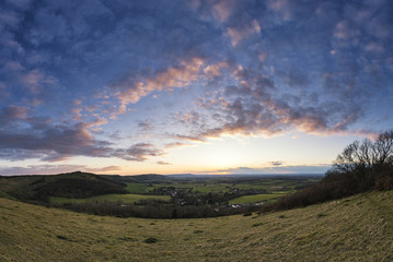 Beautiful landscape image of sunset over countryside landscape i