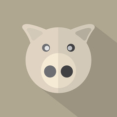 Modern Flat Design Pig Icon Vector Illustration.