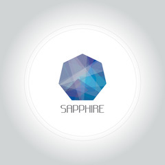 Sapphire gem logo in low lolygon style. Vector illustration for web, company logo and brand design.