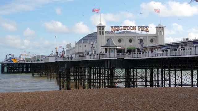 View of the Victorian Brighton Pier, also known as the Palace Pier