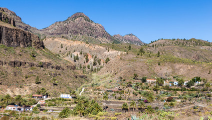 Fototapeta na wymiar Fataga Village In Barranco de Fataga-Gran Canaria