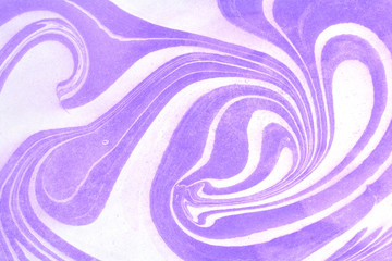 Vintage marbling paper in traditional Turkish style, ebru on highly textured paper or cloth. Purple and white colors. 