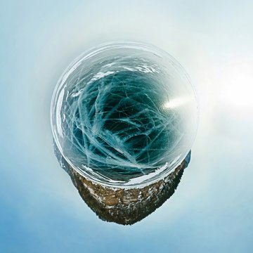 Ледяная сфера маленькая планета байкал 360